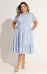 CARCOS Plus Size Dresses for Curvy Women Blue White