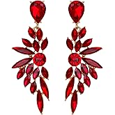 BriLove Women's Wedding Bridal Crystal Teardrop Multi Marquise Cluster Bling Dangle Earrings