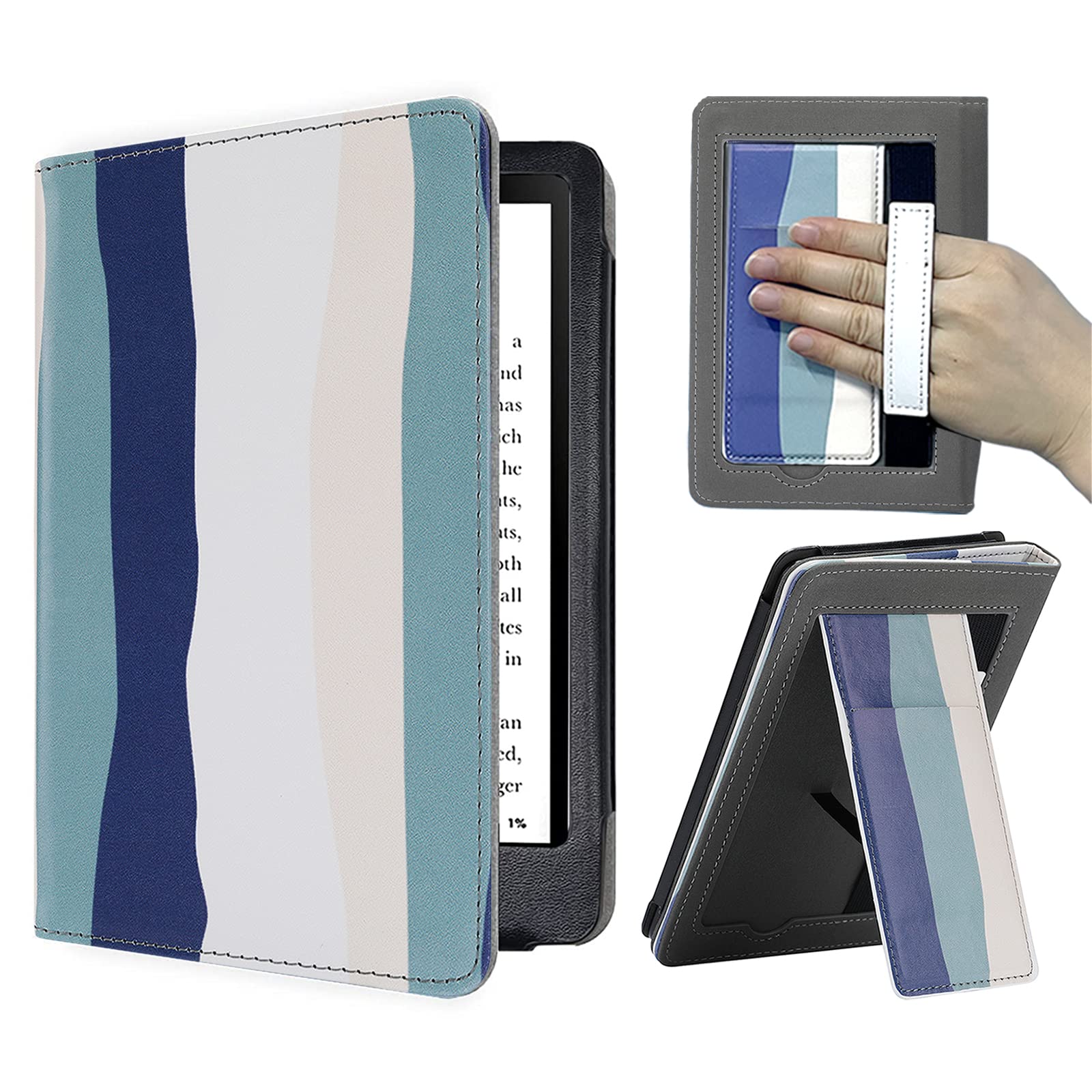 SCSVPN Case for 7''/6.8'' All-New Kindle Paperwhite(12th/11th Generation-2024/2021) and Kindle Colorsoft Signature Edition, Premium PU Protective Cover with Stand-Hand Strap-Auto Wake/Sleep-Card Slot