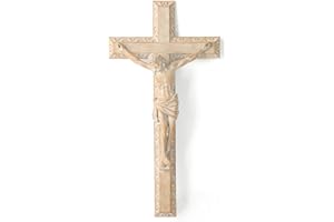 BC BUILDCLASSIC BC Catholic Crucifix Wall Cross, Jesus Christ Home Decor，Religious Devout Gift, Wood Carve Looking, 12" H Hand Painted by Buildclassic