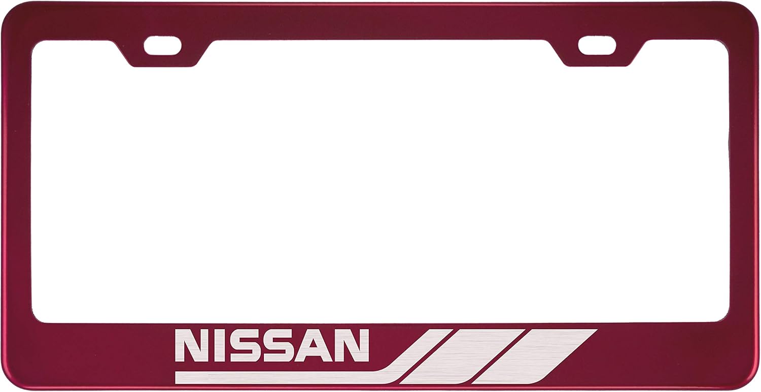 Fit Nissan Stainless Steel Red License Plate Frame (Powder