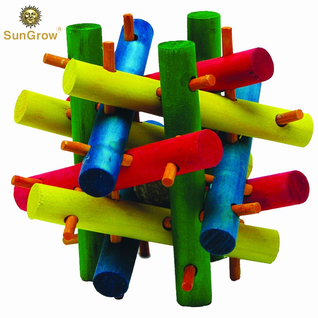 SunGrow Rabbit Wood Knot Nibble Toy: Suitable for Play and Chewing: Bright Colors: Natural Vegetable Dye: Provides stimulation & entertainment: For Rabbits, Guinea pigs & Chinchillas