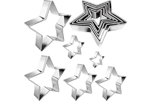 HIHITAOO Star Cookie Cutter Set 6pcs Star Shaped Mold Metal Cookie Cutters Sandwiches Cutter Shapes Biscuit Mold for Kids Holiday Birthday Party