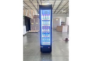GENERIC Commercial Beverage Refrigerator Display Fridge,6 Cu Ft Small Slim Single Glass Door Merchandiser Drink Cooler with LED Light Adjustable Shelves,ETL and NSF Approval
