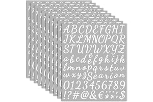 PARTYGARDEN 10 Sheets Small Letter Stickers - 1 Inch Handwritten White Vinyl Self Adhesive Alphabet Number Stickers Stick on Letters for Arts Crafts Outdoor Sign Wall Mailbox Windows Doors Car Poster Board
