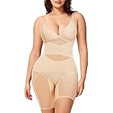 KUMAYES Shapewear Bodysuit for Women - Tummy Control Butt Lifter Fajas Body Shaper V-Neck Body Suits with Built in Bra
