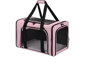 Pnimaund Pet Carrier,Airline Approved Soft Sided Cat Carrier for Large Cat Medium Small Dog up to 25 lbs,Cat Travel Carrier with Adjustable Shoulder Strap,Collapsible,Portable,Large-Pink