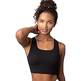 Floatley Seamlessly Square Neck Longline Easy Pullover Medium Impact Sports Bra Comfort Wirefree with Embedded Pads for Women