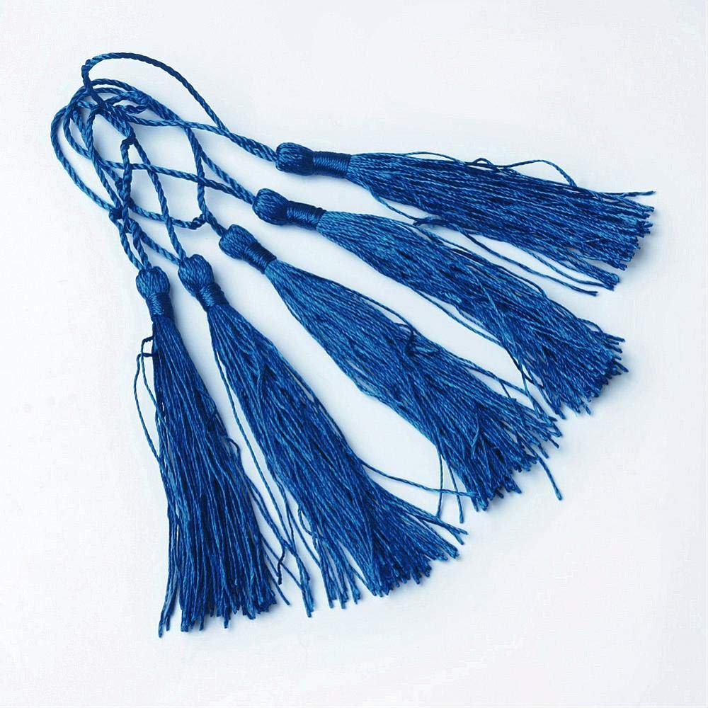 50 x Dark Blue Silky 13.5cm Crafts Making Tassels - Bookmarks, Scrapbooking, Keychain and Cardmaking