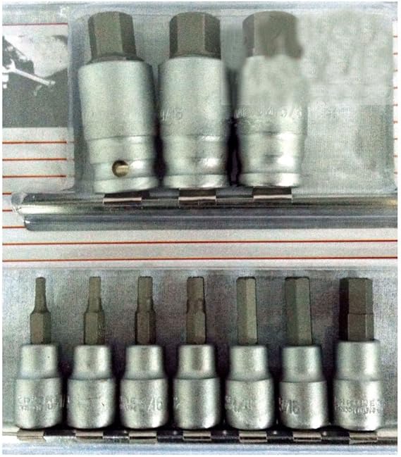 12pc 3/8" & 1/2" Drive Hex Bit Allen Wrench Socket Set SAE on Snap in Rails NEW