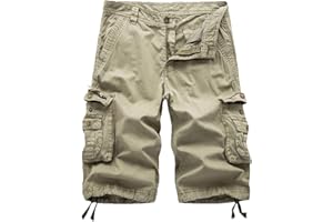 FOURSTEEDS Women's Cotton Loose Fit Zipper Multi-Pockets Twill Bermuda Drawstring Women Cargo Shorts