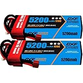 DXF 2S 7.4V 5200mAh Lipo Battery 120C Hard Case Battery with Deans Plug for 1/8 1/10 RC Vehicles Car 1/10 Truck Slash X-Maxx