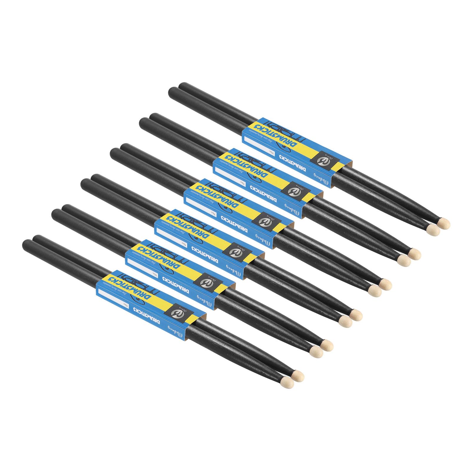 PATIKIL 6 Pairs Maple Wood Drumstick Anti Slip Drum Stick 5A Black for Drumming Musical Instrument Percussion