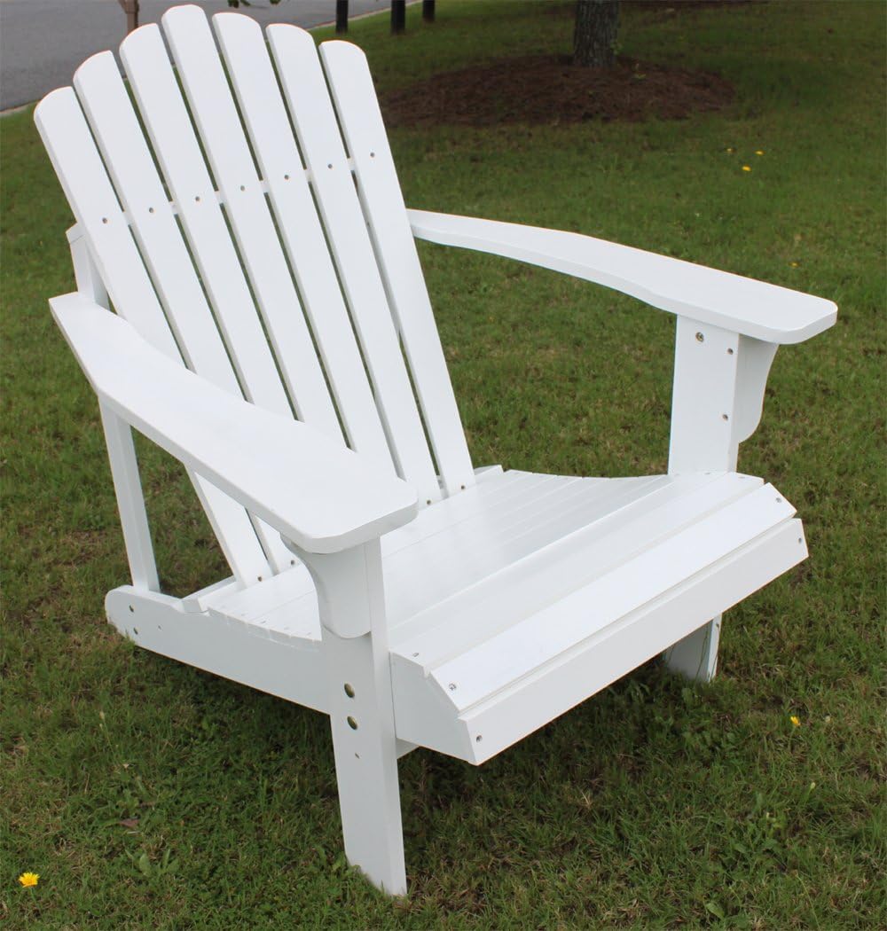 7 Slat White Painted Hardwood Adirondack Chair