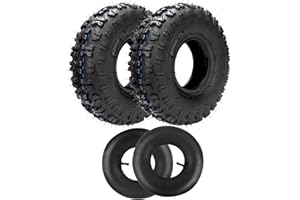 4.10-4 410-4 4.10/3.50-4 Tires with Inner Tubes with TR87 Bent Valve Stem Heavy Duty Replacement for Lawn Mowers Garden Rotot