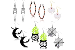 FULASITEU Halloween Earrings for Women,Spooky Witch's Hearth Skeleton Skull Bat Spider Web and Ghost Dangle Drop Earrings for Women Halloween Jewelry Accessories,Halloween Gifts for Women and Teens…