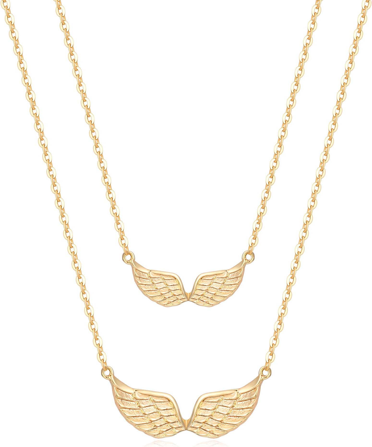 Mevecco Gold Dainty Angel Wings Necklace for Women 18K Gold Plated Guardian Angel Fashion Pendant Necklace
