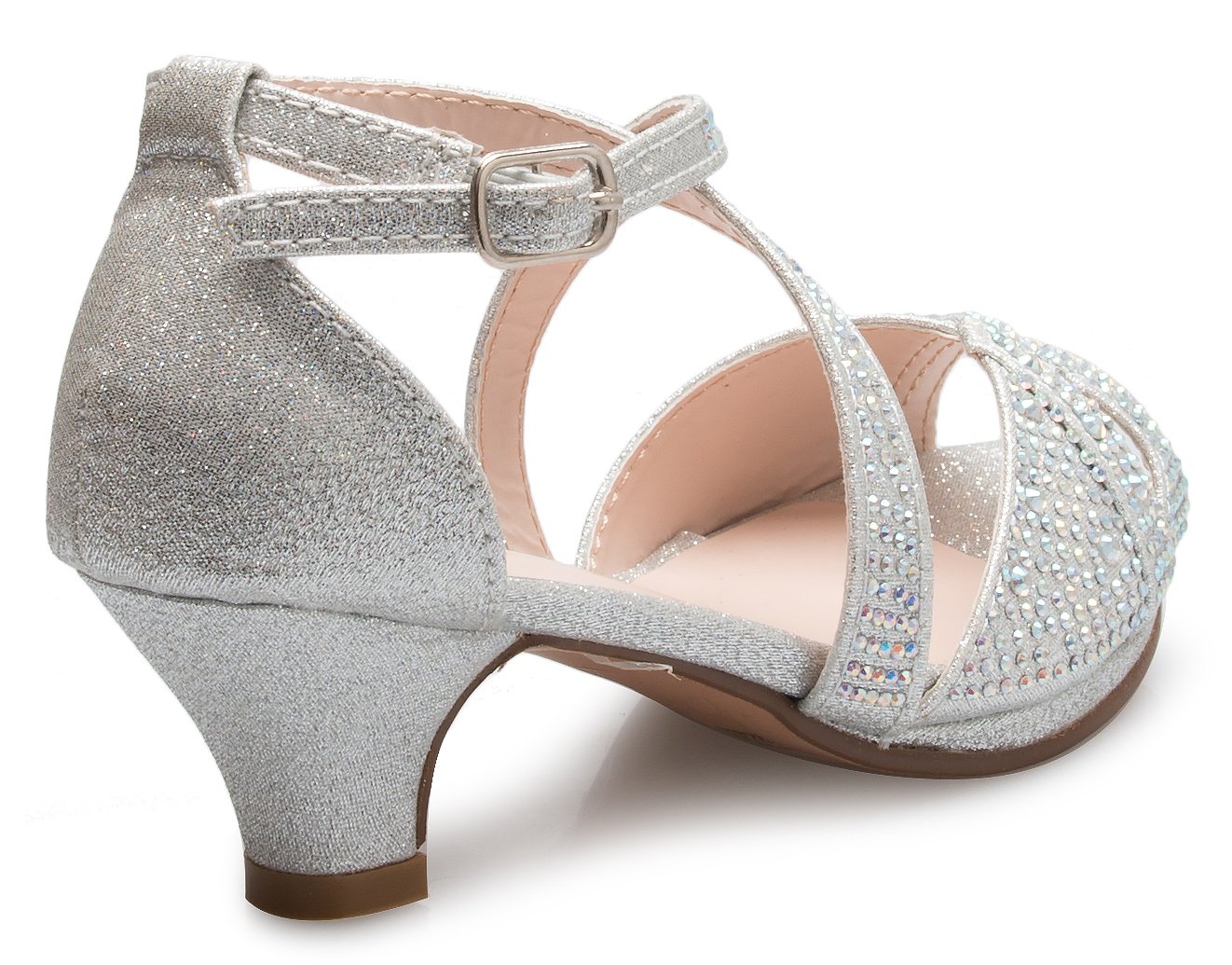 Olivia K Girl's Cute Adorable Strappy Glitter Open Toe Heel Sandals - Adjustable buckle - Image 7
