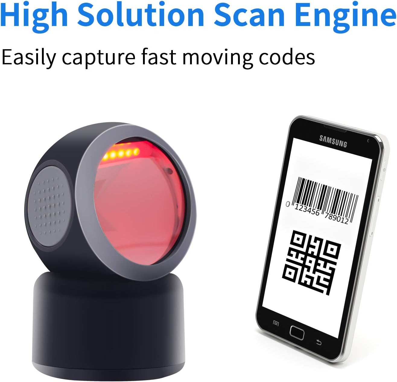 Alacrity 2D 1D Desktop Barcode Scanner,Omnidirectional Hands Free USB