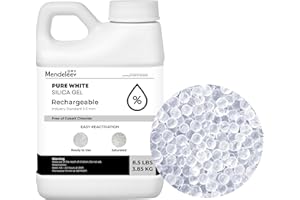 MENDELEEV STYLE 8.5 LB White Silica Desiccant Beads - Indicating Silica Gel Beads Drying Silica Beads Reusable Silica Gel Desiccant Dehumidifier