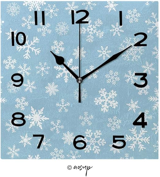 Amazon Com Supfeng 8 Inch Square Face Silent Wall Clock Snow Seamless Blue Vector Background Unique Contemporary Home And Office Decor No 48800 Home Kitchen