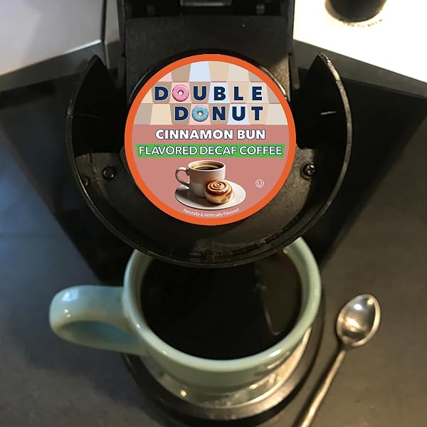 DOUBLE DONUT COFFEE DECAF FLAVORED COFFEE SINGLE SERVE CUPS FOR KEURIG K CUP BREWER VARIETY PACK SAMPLER, 40 COUNT (SYNCHKG115120)