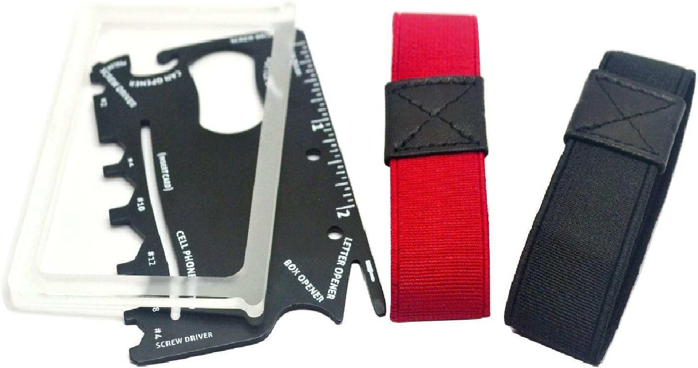 MakakaOnTheRun Money Clip, 4 - Upgrade (Multi-tool Karte, Geldfach & 4 Bänder) für Kartenetuis mit Öffnung Oben (Variante 2 &3) (Black) - MOTR-CFSP-01