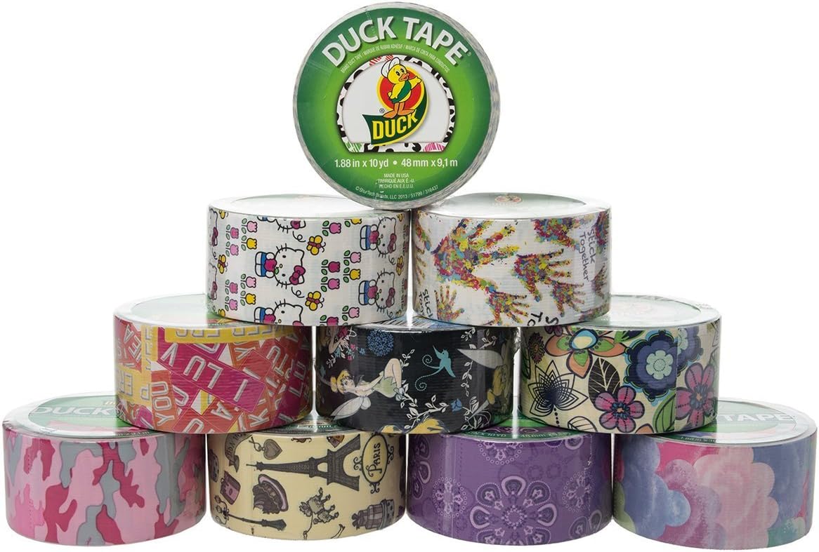 10 Rolls Printed Duck Brand Duct Tape Bulk Lot Patterns Art Crafts Printed DIY 100yds Hello Kitty