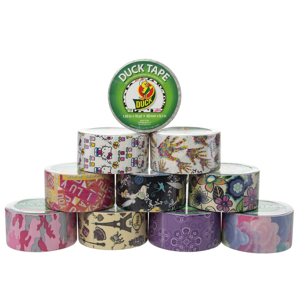 10 Rolls Printed Duck Brand Duct Tape Bulk Lot Patterns Art Crafts Printed DIY 100yds Hello Kitty