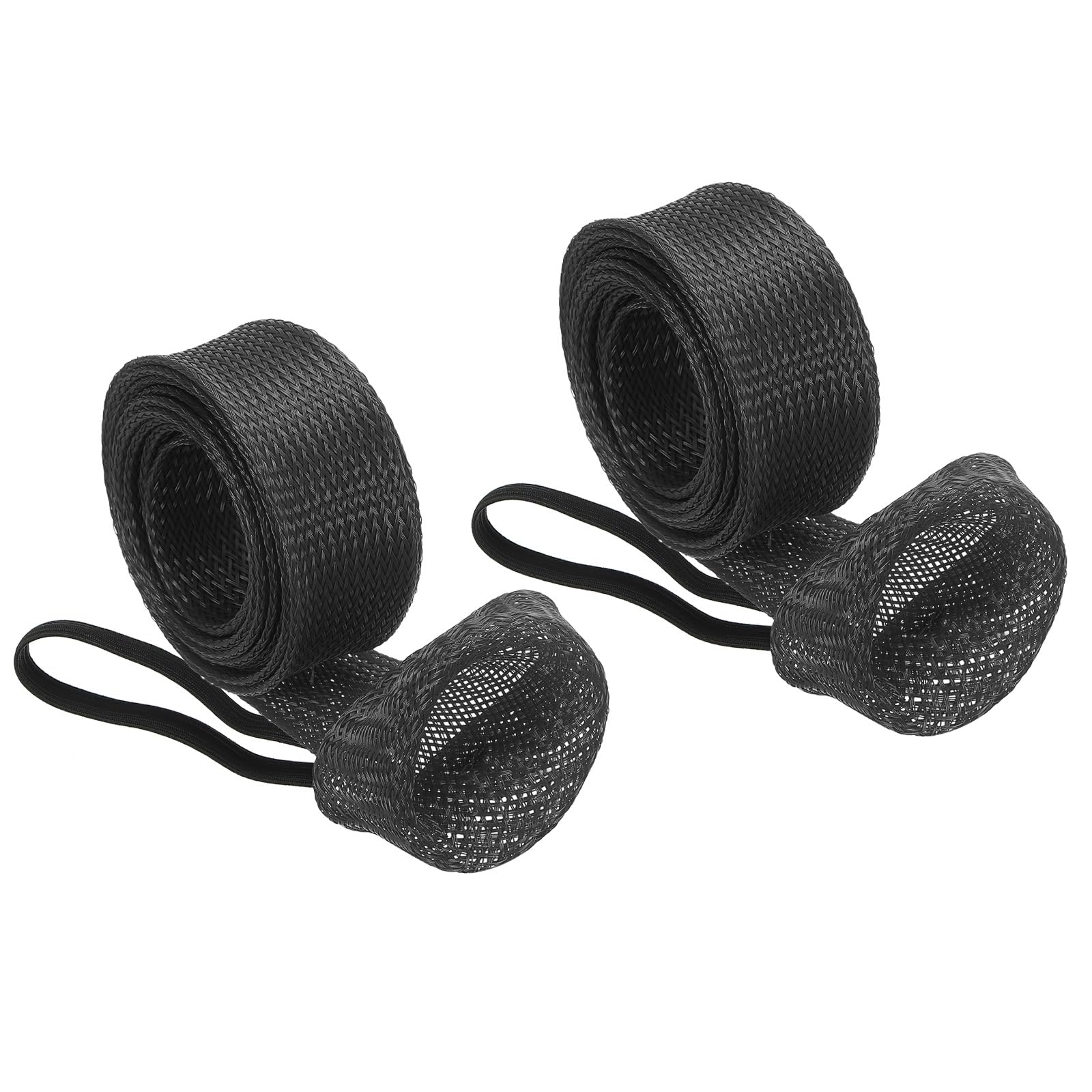 PATIKIL 75 Inch Rod Sock, 2 Pcs Fishing Rod Sleeve Cover Braided Mesh Pole Protector Gloves Fishing Tools Pointed End for Spinning Fishing Rod Fly Rod Ice Rod Casting Rod, Black