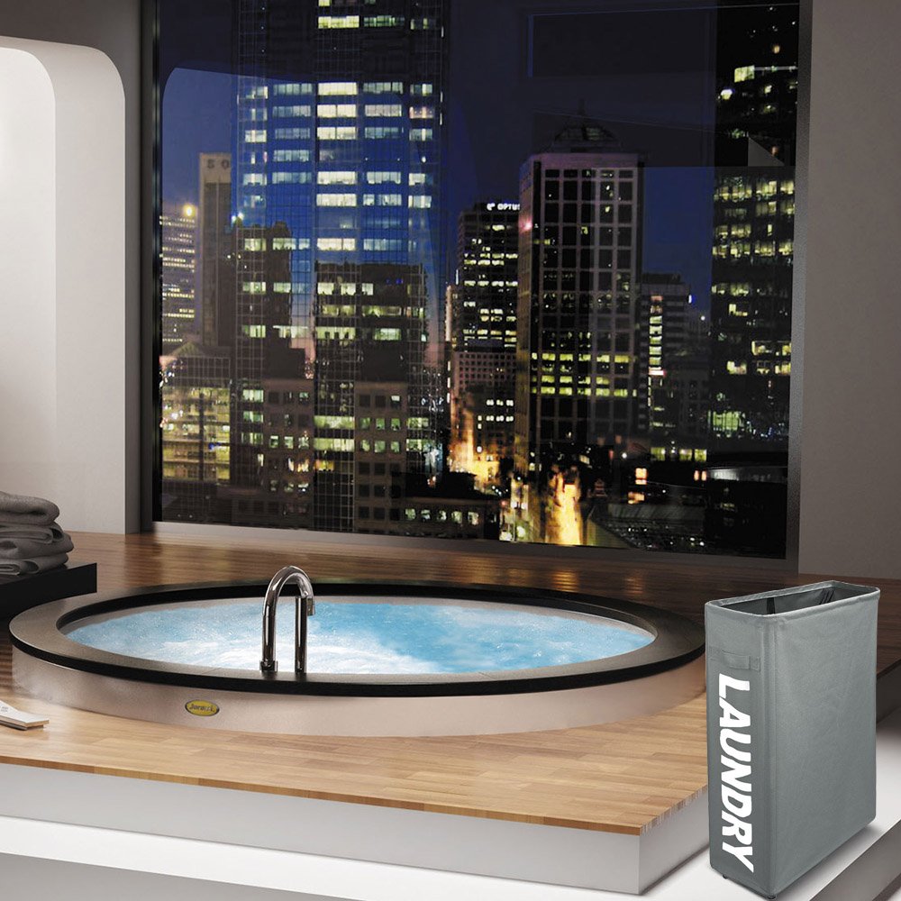 XIFIRY Slim Rolling Laundry Hamper Collapsible Thin dirty Laundry Basket Foldable Dirty Clothes Sorter and Organizer with wheels (Grey)