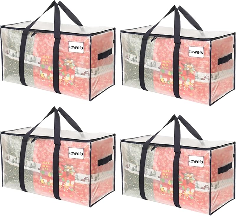 VenO 4 Pack Extra Large Moving Storage Bags with Zips Heavy Duty Organizer