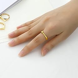 SILVERCUTE Statement Initial T Ring Gold Plated