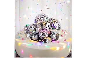 KFPPLXQ Disco Ball Cake Toppers, 1970s Mini Balls Cake Picks 4 Sizes 24 Pcs Disco Party Decorations for 70s Themed Party