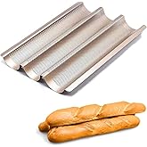 Nonstick Perforated Baguette Pan 15" x 11" French Bread Baking Pan with 3 Wave Loaves, Perfect for Oven Toaster, Baking Mold,