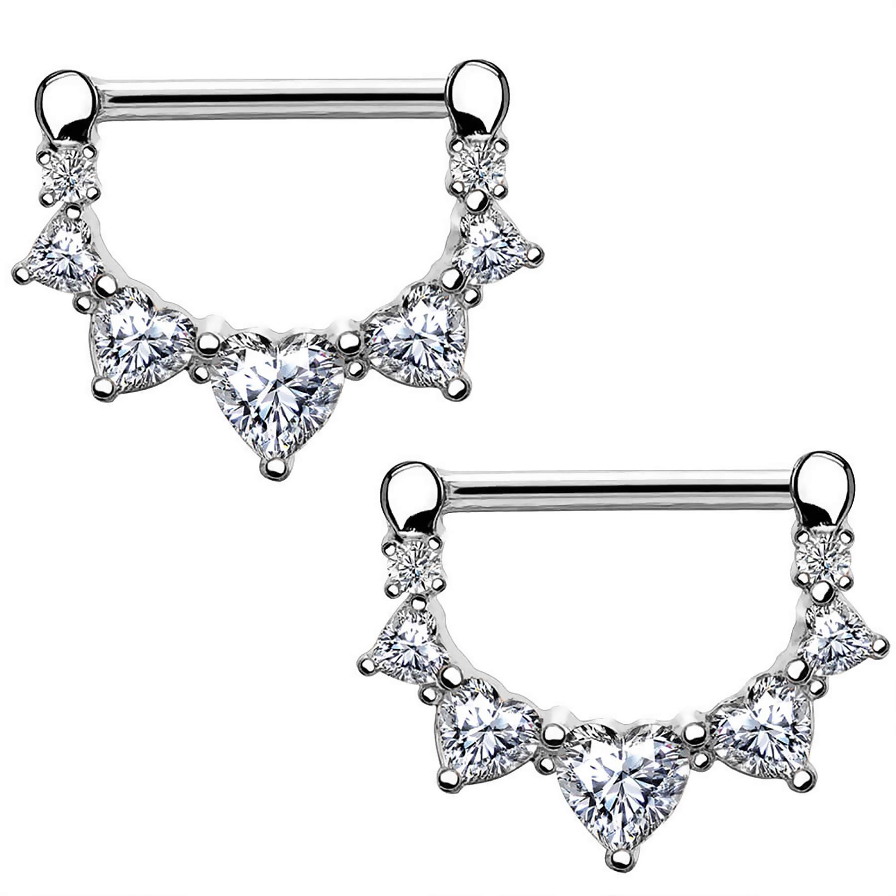 Melighting 14G Nipple Bars Heart Nipple Rings CZ Nipple Shield Jewelry 316L Surgical Steel Nipple Piercings Bar Nipple Barbells Nipple Piercing Jewellery