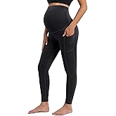 IUGA Maternity Leggings Over The Belly Buttery Soft Maternity Yoga Pants with Pockets Pregnancy Leggings for Women Activewear