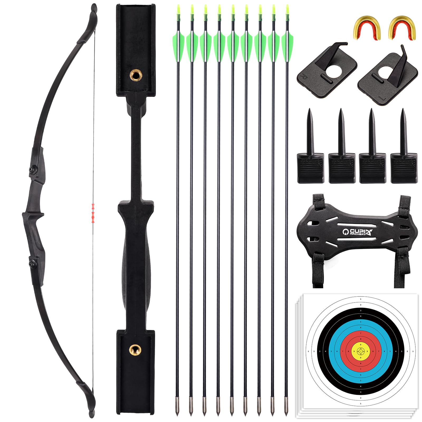 thumbnail interactive-video image 1 of D&Q 58'' Archery Recurve Bow And Arrow Set For Adults Begnners 1 of 12