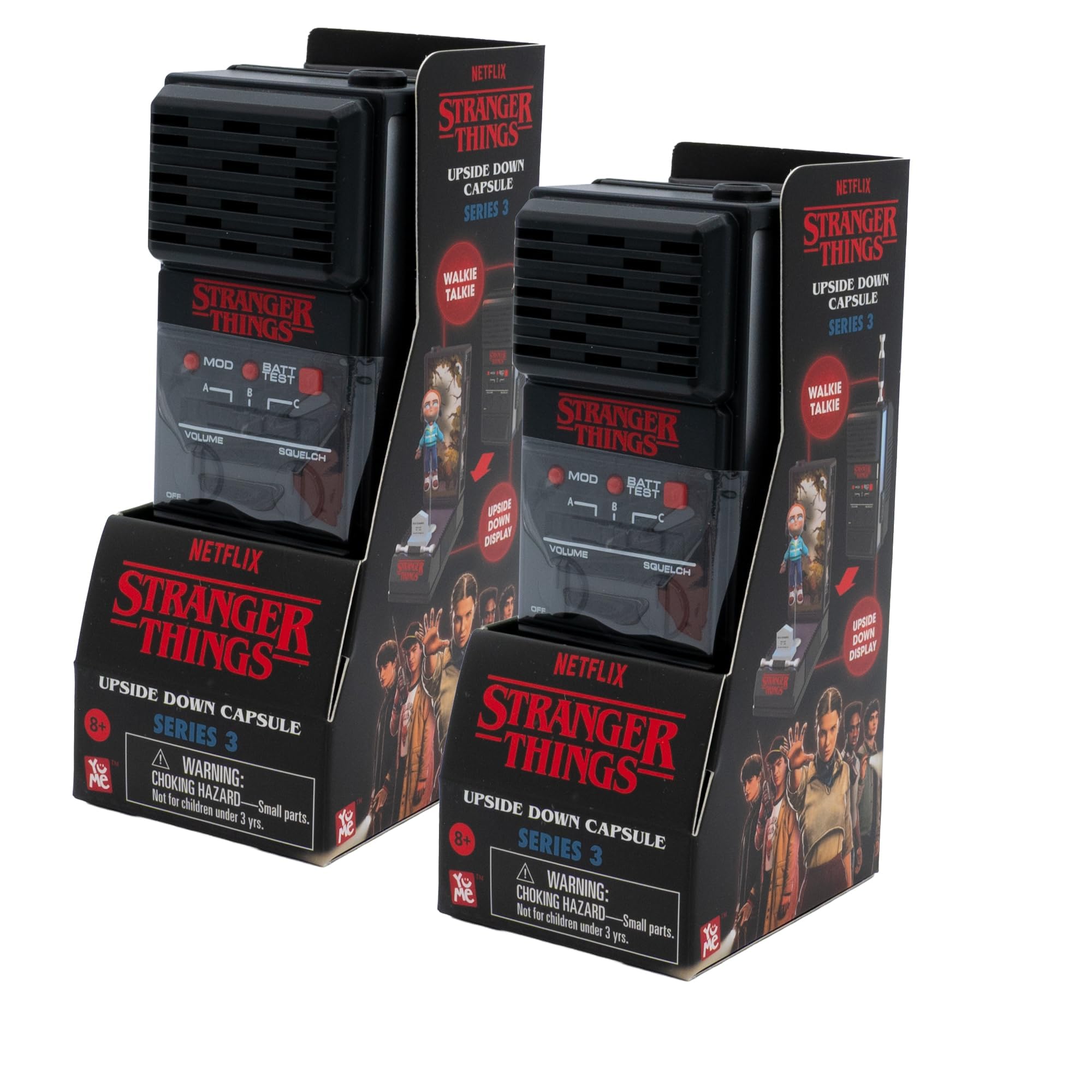 YuMe Stranger Things Walkie Talkie Collectible | Upside Down Capsule Series 3 Surprise Mini Figure & Display Stand | Netflix Merchandise | Kids, Adults & Series Fans Toy Gift | Pack of 2