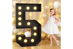 Paeyeq 4FT Light Up Numbers 5 Black Number Marquee with Lights for 5th Birthday Party Decorations Large Numbers Light Up Letters Mosaic Number with Light Cardboard DIY Numbers Pre-Cut Foam Board 2025