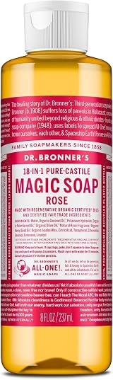 Dr. Bronner's Rose Pure Castile Liquid Soap 237ml Organic Oils
