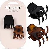 Kitsch Eco-Friendly Medium Claw Clips - Black &amp; Tortoise, 2pcs | Matte Hair Clips &ndash; Cute &amp; Stylish Short Hair Accessories for Women, Girls &ndash; Ideal Size for Any Hairstyles