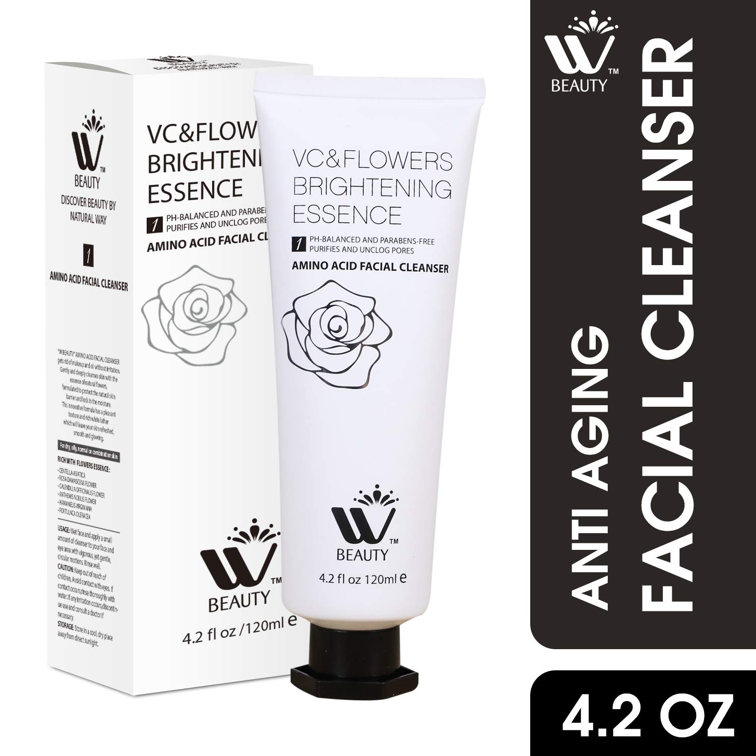 WBM Facial Cleanser With Amino Acid | Perfect Anti-Aging, Skin Brightening And Wrinkle Reducing Acne Daily Face Wash for Oily, Dry & Sensitive Skin With Organic & Natural Ingredients - 4.2 Oz/120 ml
