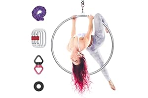 PRIORMAN Lyra Hoop Aerial Hoop Set with Rigging Hardware Single Stainless Steel Hoop Circus Hoop Great for Dancing Studio, Aerial Fitness