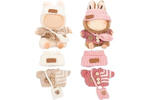 Doll Clothes Compatiable for la-bubus 17cm, Set of 2 Knitted Outfits for Dolls 17cm/6.7in, Cute Dress Up Clothing Accessories