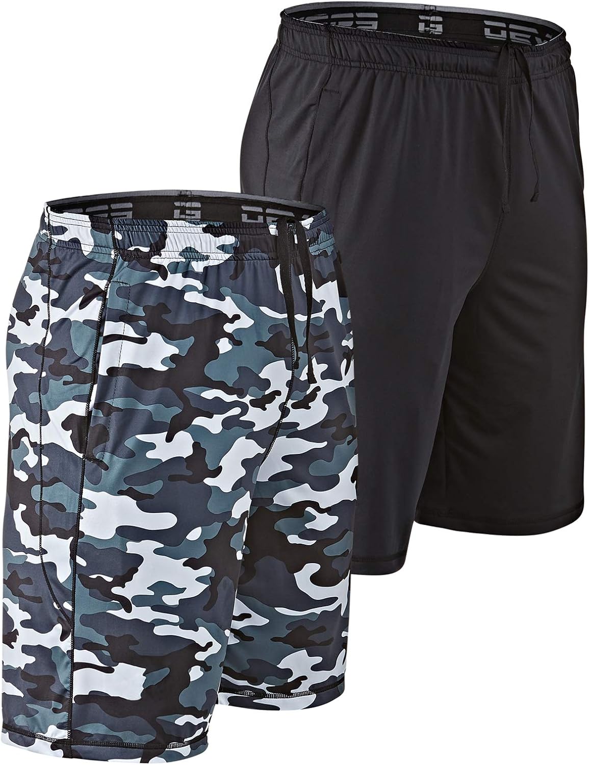 DEVOPS Men's 2-Pack Loose-Fit 10" Workout Gym Shorts with Pockets: Clothing