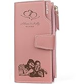 Personalized Wallets for women Engraved Leather Wallet Credit Card Clutch Long Wallet for Mom, Wife, Friends, Sister, Daughter at Birthday, Anniversary, Mother's Day, Thanksgiving, Christmas
