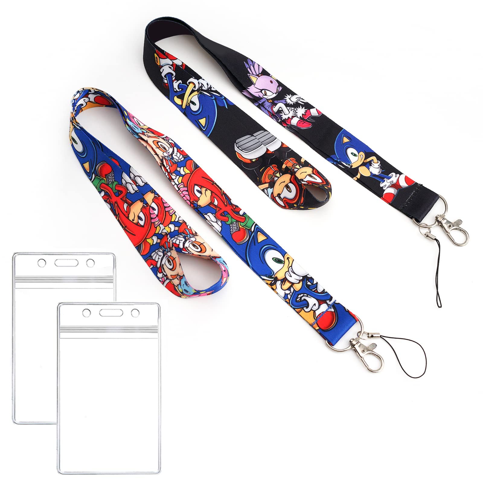 GTOTd Hedgehog Game Lanyard with ID Holder (2Pcs) for Keys Wallet. Gifts Video Game Lanyard Merch Party Supply for Teens
