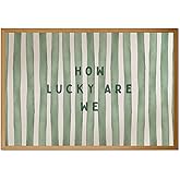Trendy Wall Art How Lucky are We Positive Quote Inspirational Poster Canvas Print Green Preppy Wall Art Minimalist Girly Aesthetic Room Decor for Bedroom Office Apartment Dorm, Unframed 24"x16"
