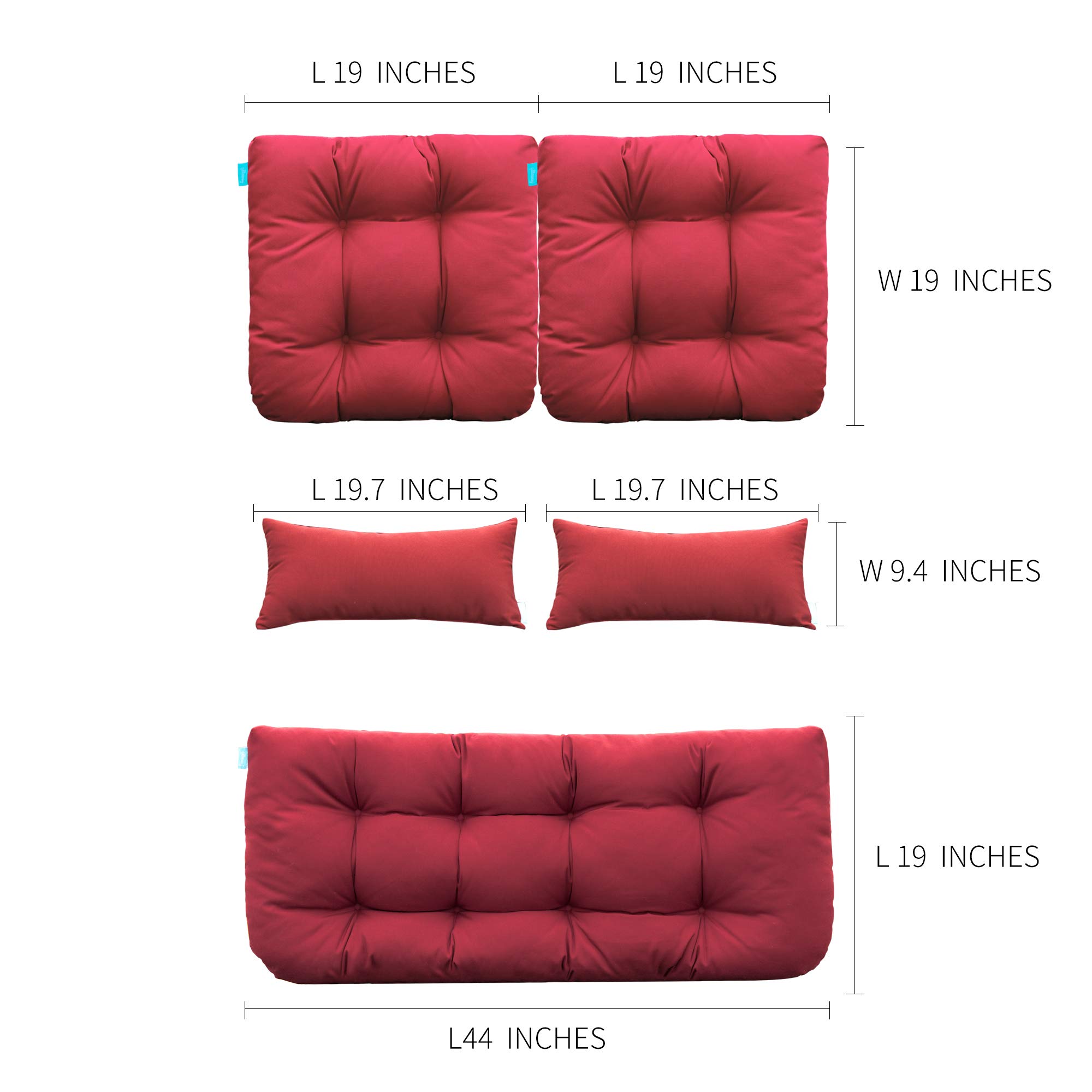 QILLOWAY Outdoor Patio Wicker Seat Cushions Group Loveseat/Two UShape